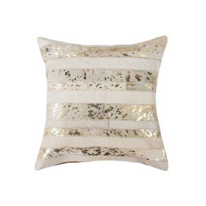 Natural Home Decor Torino Madrid Cowhide Pillow | 1-Piece | Natural & gold